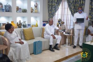 President Mahama and Lordina receive the clergy at home on his 67th Birthday.