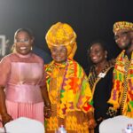 Nana Oye Bampo in a pose with some Ghanaian Musicians
