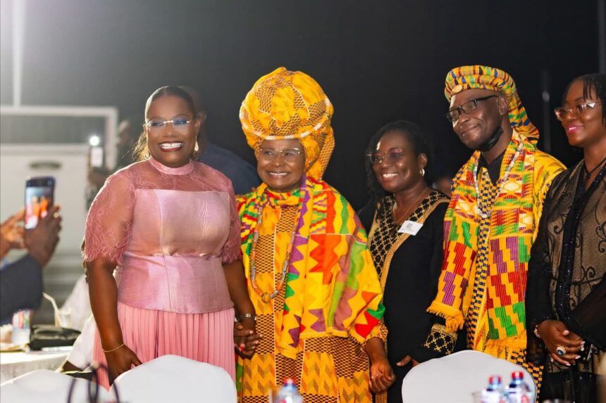 Nana Oye Bampo in a pose with some Ghanaian Musicians