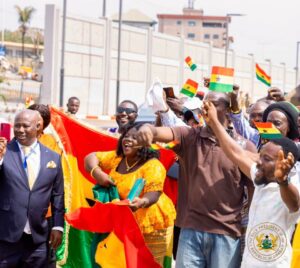 Vice President Jane Naana Opoku Agyemang in Conakry, Guinea- welcomed by Ghanaian residents in Guinea.