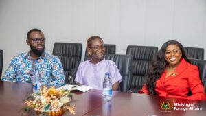 Nana Aba Anamoah visits Foreign Affairs Minister, Okudzeto Ablakawa