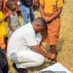 MP For Ketu North, Edem Agbana gifts pupils shoes, bags, books oh his birthday.