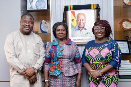Vice President Naana Jane Opoku Agyemang(Middle) with Madam Dzifa Gomashie, Minister of Tourism and Creative Arts (Right)