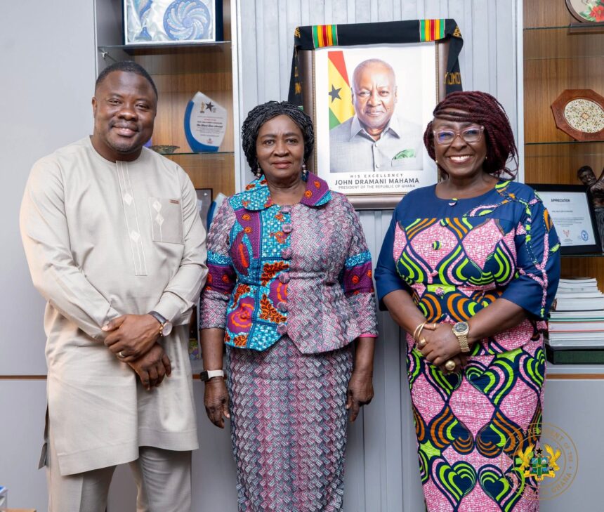Vice President Naana Jane Opoku Agyemang(Middle) with Madam Dzifa Gomashie, Minister of Tourism and Creative Arts (Right)