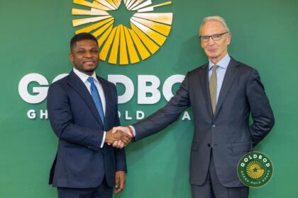 GOLD BOD CEO, Sammy Gyamfi (Left) in strategic meeting with World Gold Council, led by Chief Executive Officer, David Tait.