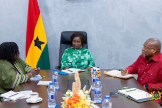 Vice President Jane Naana Opoku Agyemang (Middle) meets with Women in Engineering Ghana.
