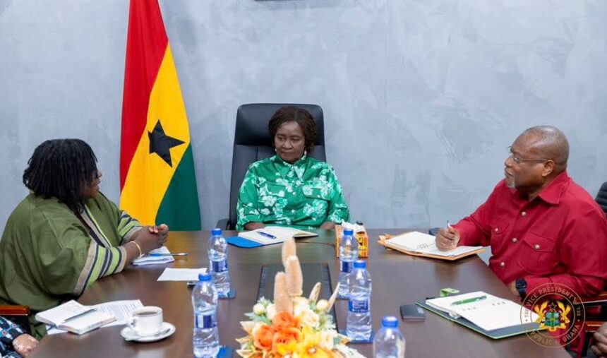 Vice President Jane Naana Opoku Agyemang (Middle) meets with Women in Engineering Ghana.