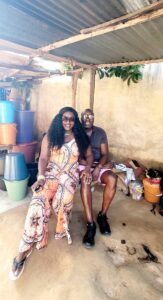 Philanthropist Agbeko Odione Kumordzi with wife Edwina on Agbozume Market Day.