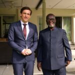 German Ambassador Frederrik Landshoeft (L) welcomes Chief Justice of Ghana, Paul Baffoe-Bonnie(R)