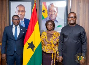 Vice President Prof. Jane Naana Opoku-Agyemang praised the Energy and Green Transitions Minister,   Dr. John Abdulai Jinapor ( First right) 