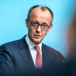 German Chancellor Friedrich Merz speaks after the meeting of the CDU Federal Executive Committee. Photo: Michael Kappeler/dpa