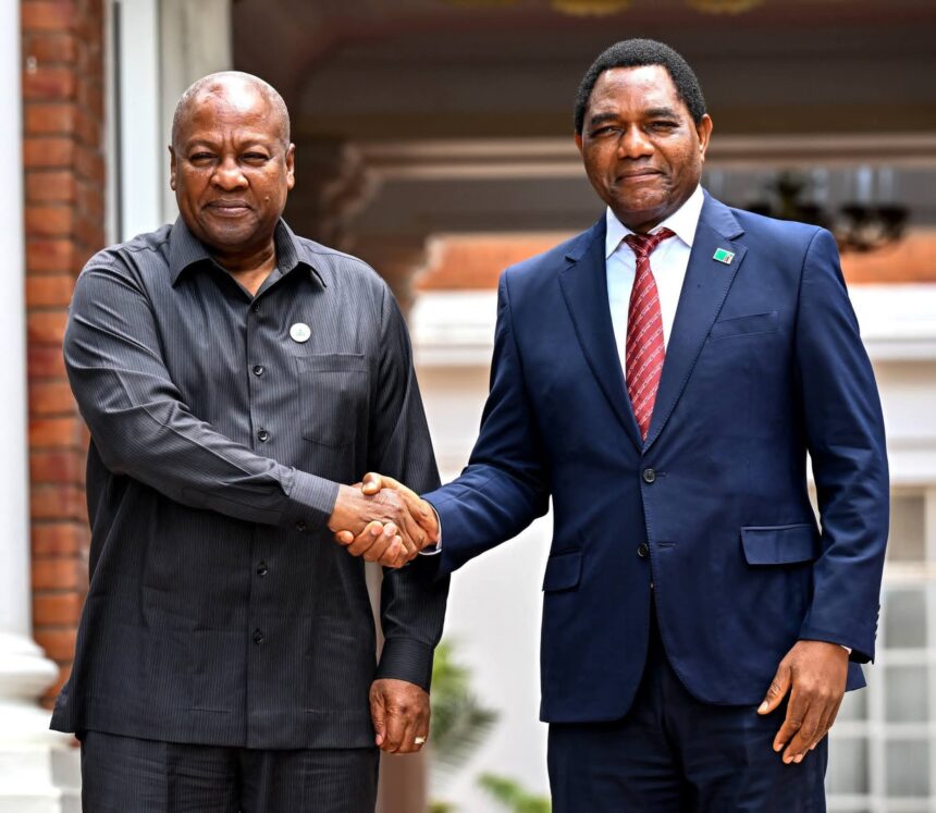 Ghana is a strategic peer to Zambia- President Hakainde Hichilema (Right) as he meets President John Mahama of Ghana.