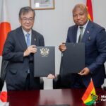 Japanese Ambassador to Ghana H. E. Hiroshi Yoshimoto and Foreign Affairs Minister, Mr. Samuel Okudzeto Ablakwa.