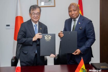 Japanese Ambassador to Ghana H. E. Hiroshi Yoshimoto and Foreign Affairs Minister, Mr. Samuel Okudzeto Ablakwa.
