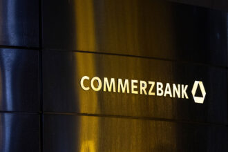 11 February 2026, Hesse, Frankfurt/Main: View of a wall with the Commerzbank logo. Commerzbank's annual press conference takes place in the morning. Photo: Hannes P. Albert/dpa