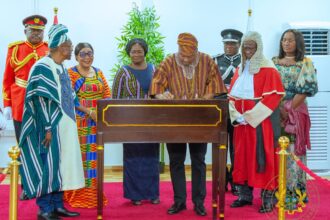 John Mahama and Prof. Jane Naana Opoku Agyemang at Parliament House
