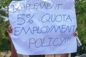 Unemployed person with Disabilities during picketing the Gender Ministry.