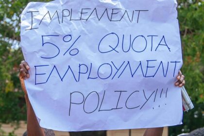 Unemployed person with Disabilities during picketing the Gender Ministry.