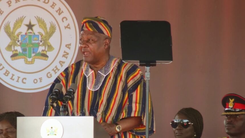 Ghana's President John Mahama addressing 69th Independence Day Celebrations at Presidency