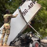 Official pick up fragments of Microlight Heli Crash; at Tema.
