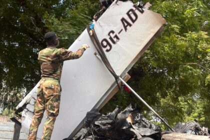 Official pick up fragments of Microlight Heli Crash; at Tema.