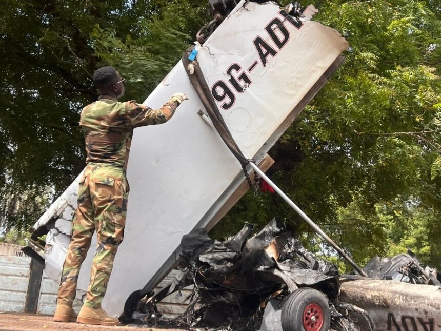 Official pick up fragments of Microlight Heli Crash; at Tema.