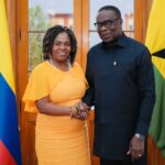 Ghana's Deputy Minister for Foreign Affairs, James Gyakye Quayson (MP) (Right ) and Vice President of the Republic of Colombia Her Excellency Francia Márquez, in Bogotá