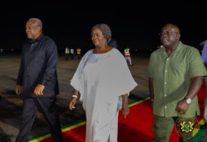 President Mahama with Vice President, Opoku Agyemang and Chief of Staff Julius Debrah.