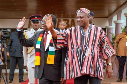 President John Dramani Mahama welcomes President of Zimbabwe, H.E. Emmerson Dambudzo Mnangagwa to Accra, Ghana.