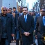 From Left-President John Mahama with New York City Mayor , Zohran Mandani and Ghana's Deputy Foreign Affairs Minister, James Gyakye Quyason in New York .