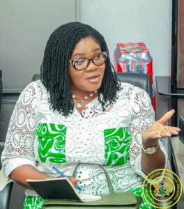 Minister for Gender, Children and Social Protection, Dr. Agnes Naa Momo in Weija.