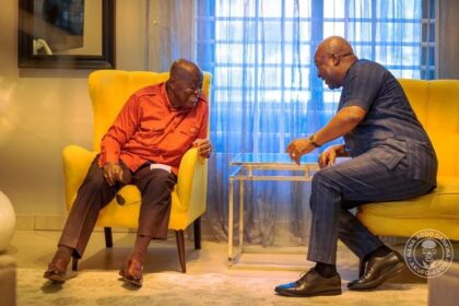 President John Mahama(Right) with Former President, Nana Akufo Addo(Left) when they met in Kwaku -March 2026.
