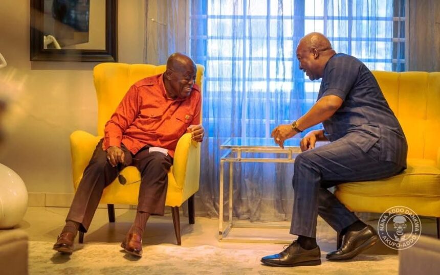 President John Mahama(Right) with Former President, Nana Akufo Addo(Left) when they met in Kwaku -March 2026.
