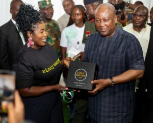 Lydia Forson-Left with President John Mahama -Right,