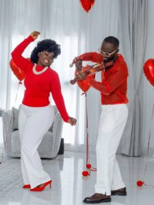 Okyeame Kwame with wife Annica Nsiah-Apau.