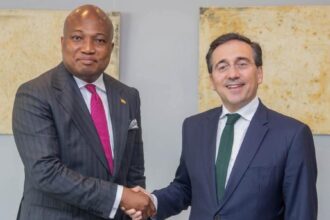 Samuel Okudzeto Ablakwa - Ghana- Left. José Manuel Albares Bueno- Spain-Right