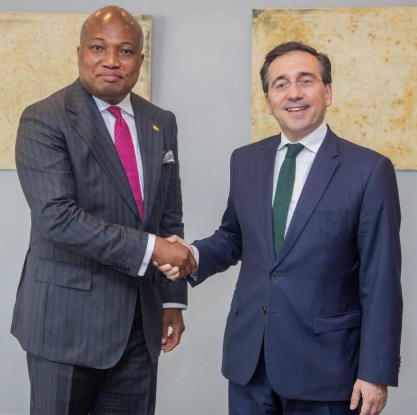 Samuel Okudzeto Ablakwa - Ghana- Left. José Manuel Albares Bueno- Spain-Right