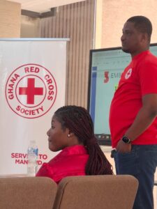 Head Of Programs, Ghana Red Cross, Mr. Jeremiah Afako facilitates a workshop for Journalists in Accra.