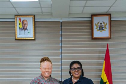 Ghana's nominee to the UNCRPD Expert Committee Ms. Mawunyo Kuma Yakor-Dagbah (Left) with Gender Minister, Dr. Naa Momo Lartey.
