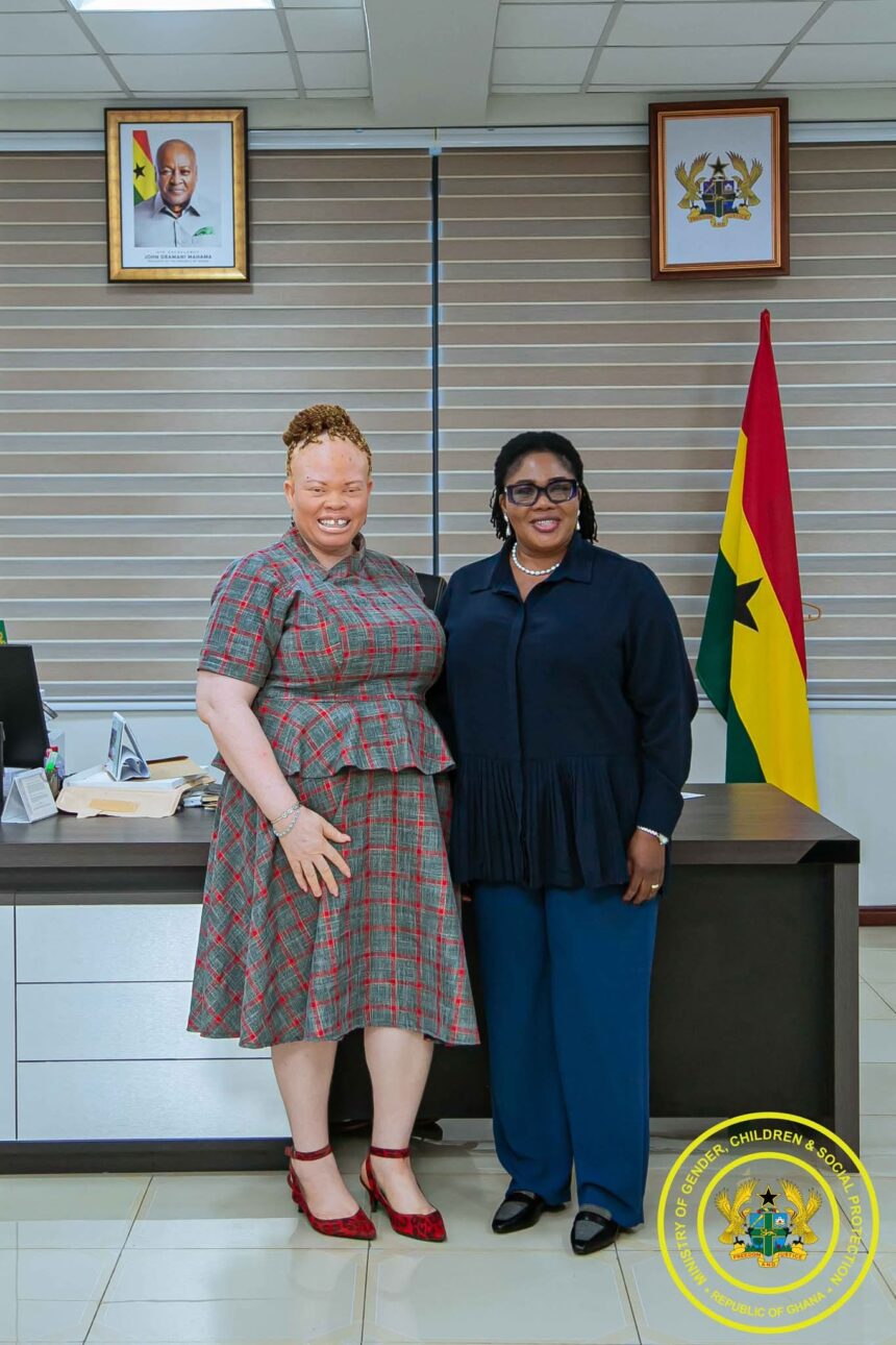 Ghana's nominee to the UNCRPD Expert Committee Ms. Mawunyo Kuma Yakor-Dagbah (Left) with Gender Minister, Dr. Naa Momo Lartey.