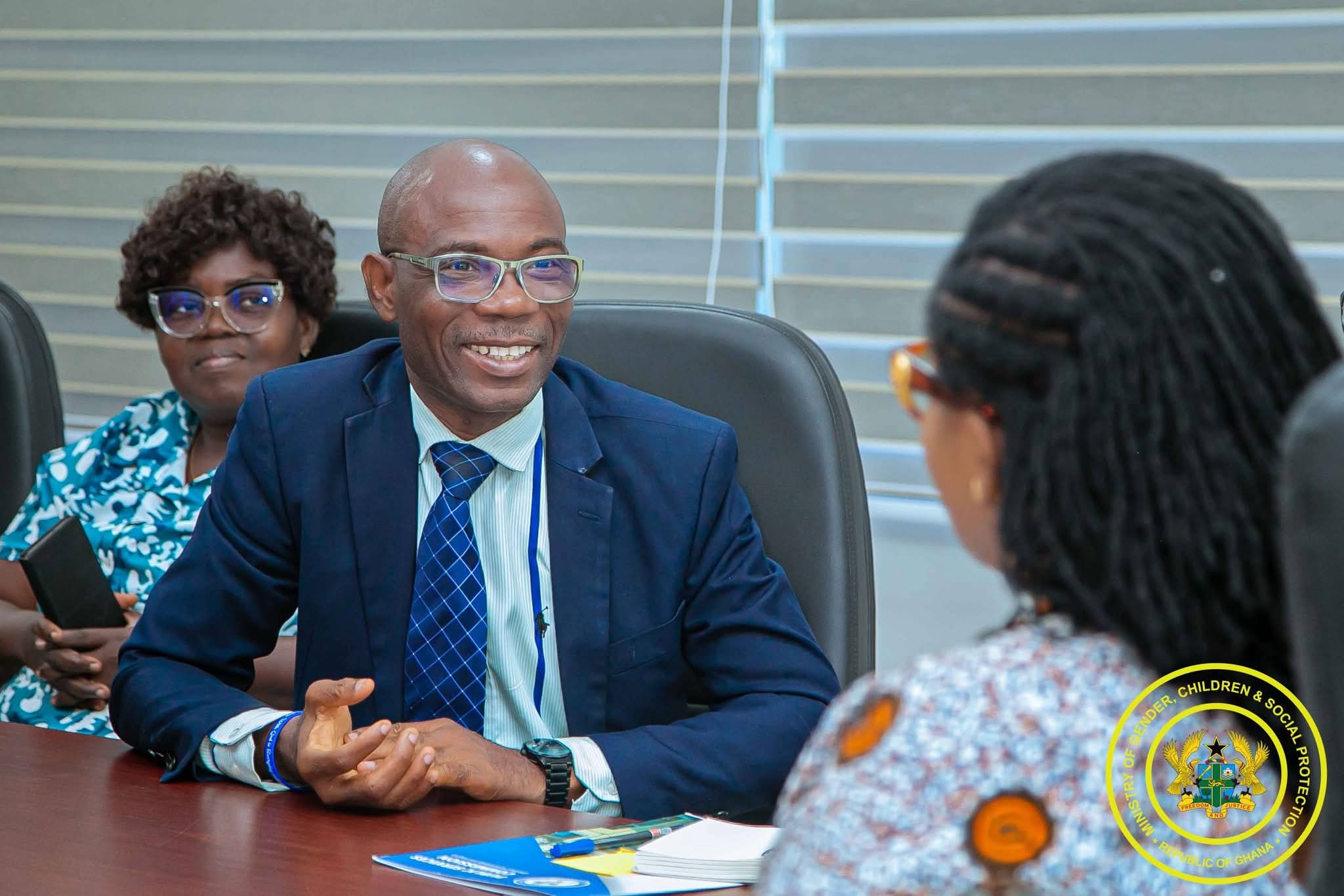 Emmanuel Obodail with Gender Minister, Dr Naa Momo Lartey