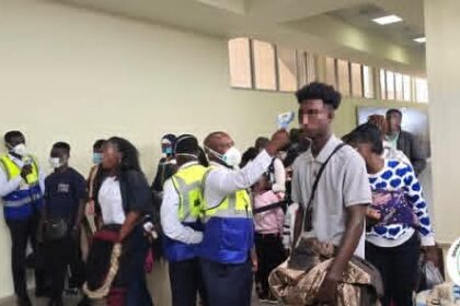 South African Returnees screening at Accra International Airport.