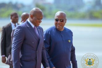 (L-R) Brice Clotaire Oligui Nguema, President of Gabon, President John Mahama, Ghana.