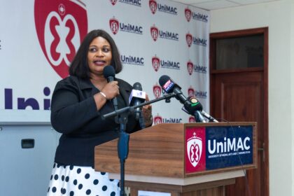Rebecca Ekpe, Vice President, Ghana Journalists Association, GJA, speaking at a World Press Freedom Day Event at the Universityof Media Arts and Communication (UniMAC) in Accra.