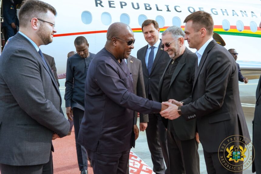 President John Dramani Mahama arrives in Minsk, Republic of Belarus. 