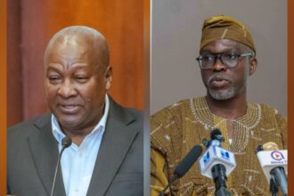 (L-R) President , John Mahama , Gamaeli Hoedofia (PhD), Head Inter Ministerial Coordinating Committee on Decentralization (IMMCoD)