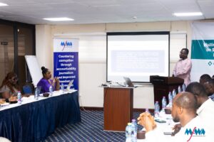 GJA VP, Rebecca Ekpe contributing to discussions on Safety and Security Policy for Newsrooms in Ghana.