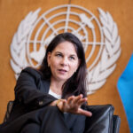 Annalena Baerbock, President of the United Nations General Assembly and former German Foreign Minister, is photographed in her office at the United Nations during an interview with the German Press Agency (dpa).