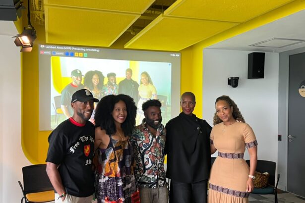 Ghanaian actress and producer Joselyn Dumas with other creators.