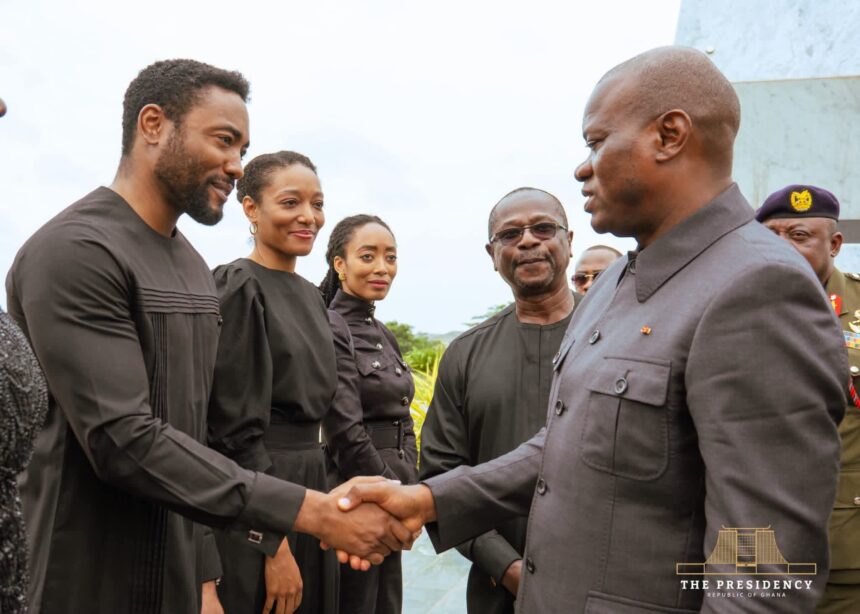 Kimathi Rawlings-left receives greetings fromPresident of the Gabonese Republic, Brice Clotaire Oligui Nguema.